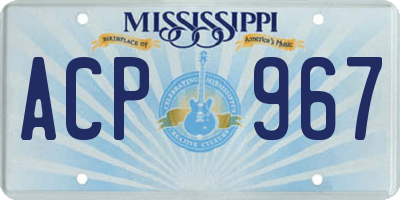 MS license plate ACP967