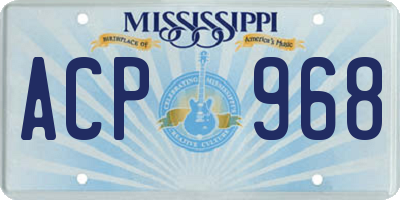 MS license plate ACP968