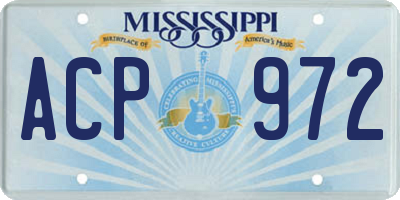 MS license plate ACP972