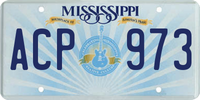 MS license plate ACP973