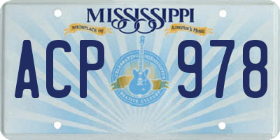 MS license plate ACP978