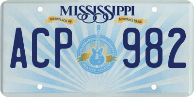 MS license plate ACP982