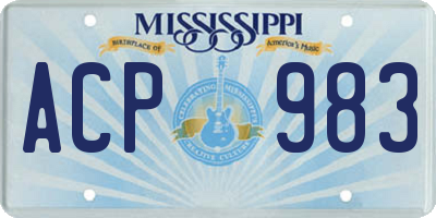 MS license plate ACP983