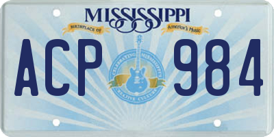 MS license plate ACP984