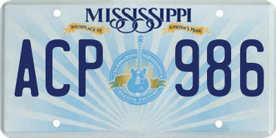 MS license plate ACP986