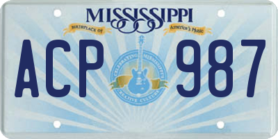 MS license plate ACP987