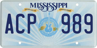 MS license plate ACP989