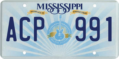 MS license plate ACP991