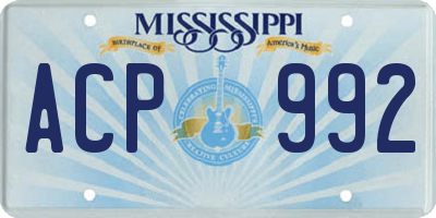 MS license plate ACP992