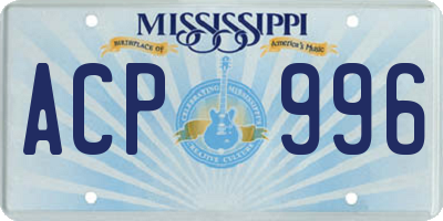 MS license plate ACP996