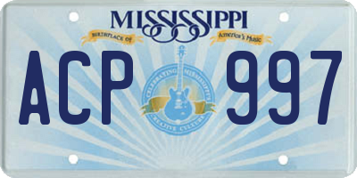 MS license plate ACP997