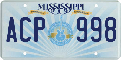 MS license plate ACP998