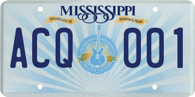 MS license plate ACQ001