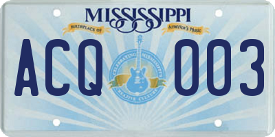 MS license plate ACQ003