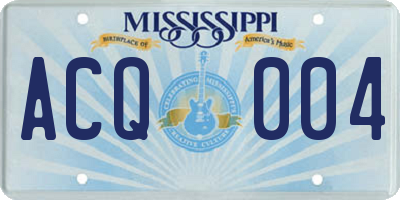 MS license plate ACQ004
