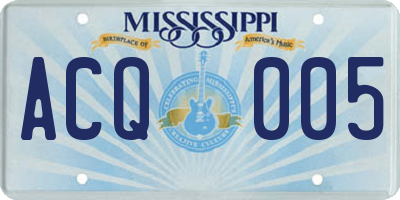 MS license plate ACQ005