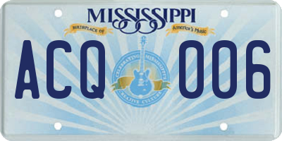 MS license plate ACQ006