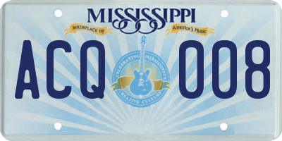 MS license plate ACQ008