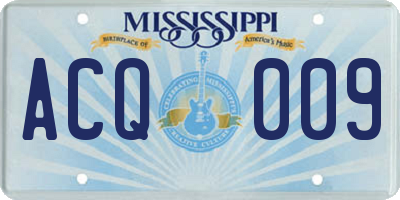 MS license plate ACQ009