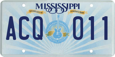 MS license plate ACQ011