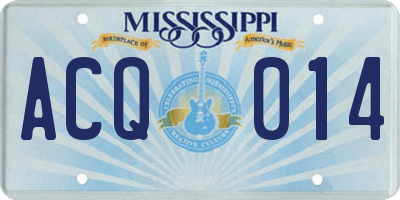 MS license plate ACQ014
