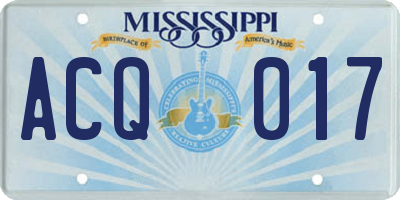 MS license plate ACQ017
