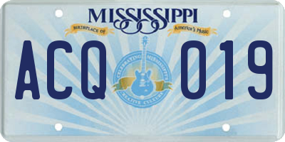 MS license plate ACQ019