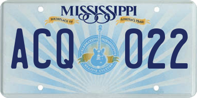MS license plate ACQ022