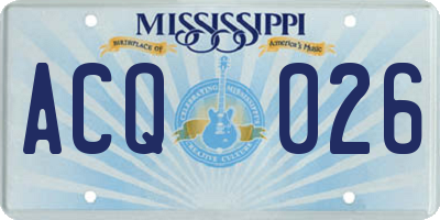 MS license plate ACQ026