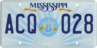 MS license plate ACQ028