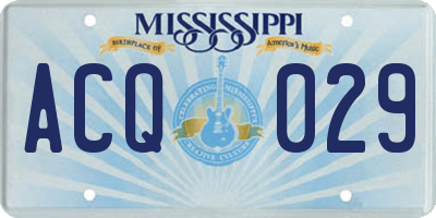 MS license plate ACQ029