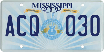 MS license plate ACQ030