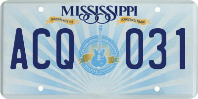 MS license plate ACQ031