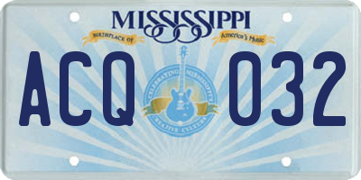 MS license plate ACQ032