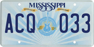 MS license plate ACQ033
