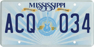 MS license plate ACQ034