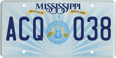 MS license plate ACQ038