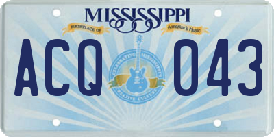 MS license plate ACQ043