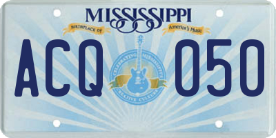MS license plate ACQ050
