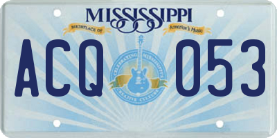 MS license plate ACQ053