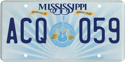 MS license plate ACQ059
