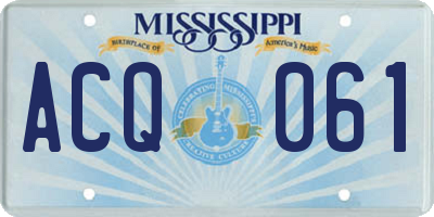 MS license plate ACQ061