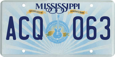 MS license plate ACQ063