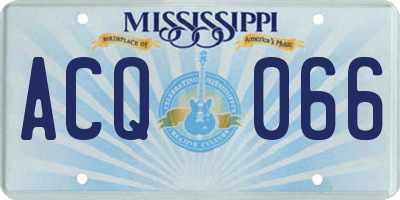MS license plate ACQ066