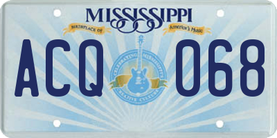 MS license plate ACQ068