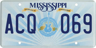 MS license plate ACQ069