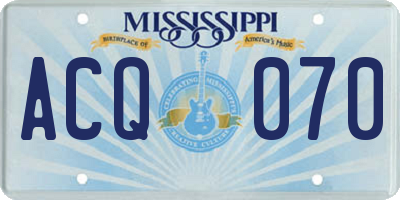 MS license plate ACQ070