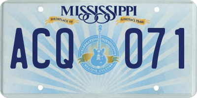 MS license plate ACQ071