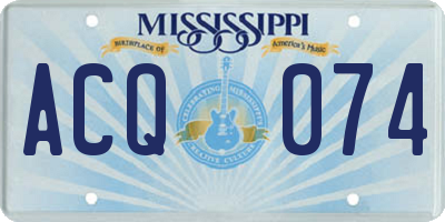 MS license plate ACQ074