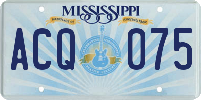 MS license plate ACQ075